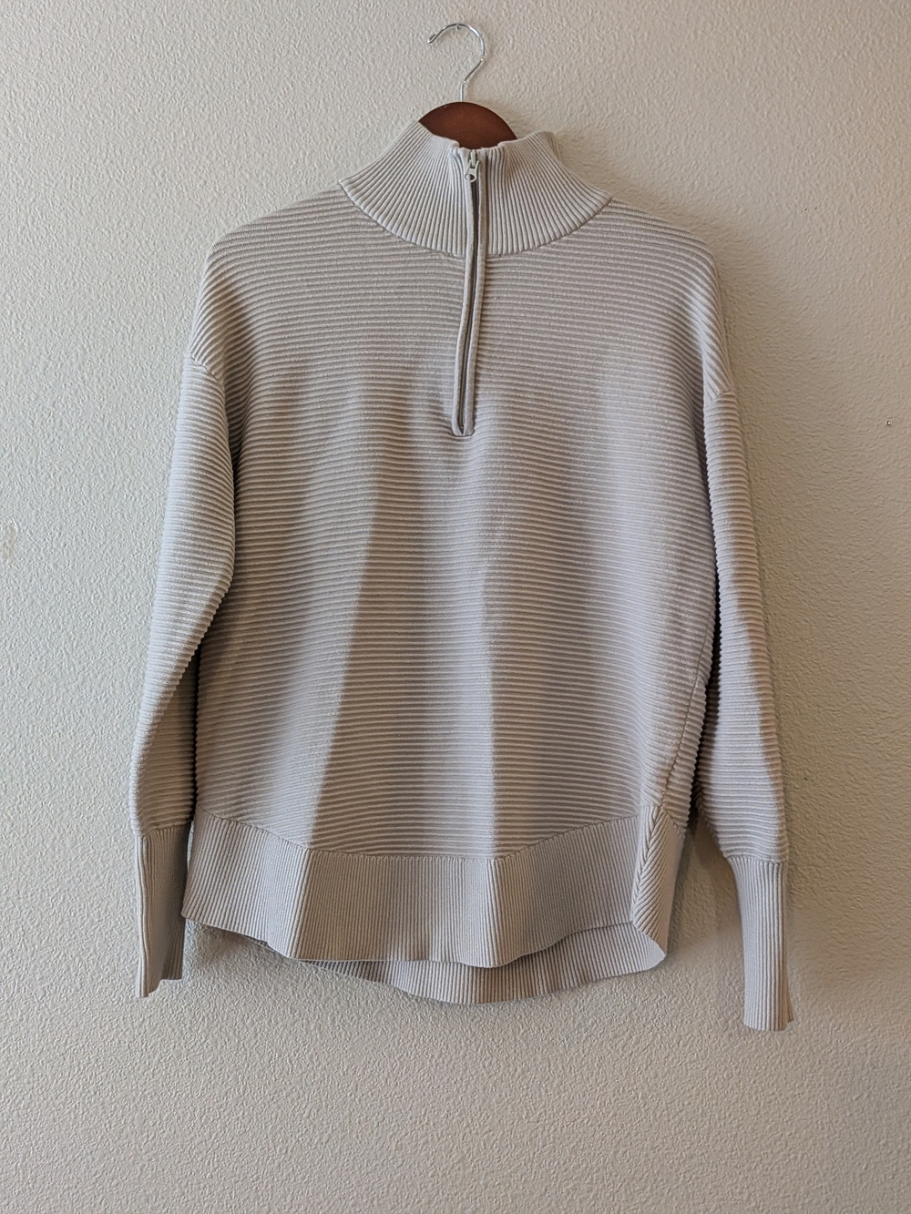 Women's Cream Quarter-Zip Ribbed Sweater